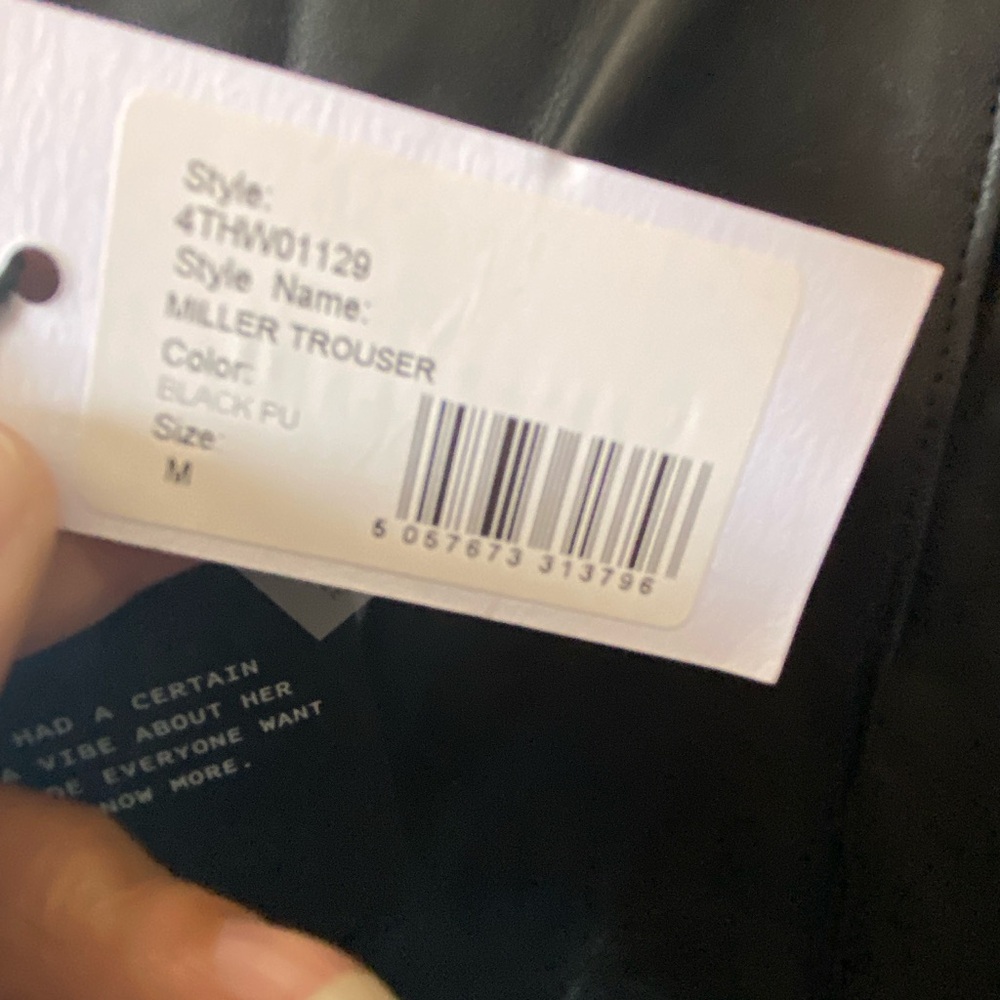 Black Relaxed Fit Patented Leather Dress Pants with Tailored Style - Picture 5 of 7